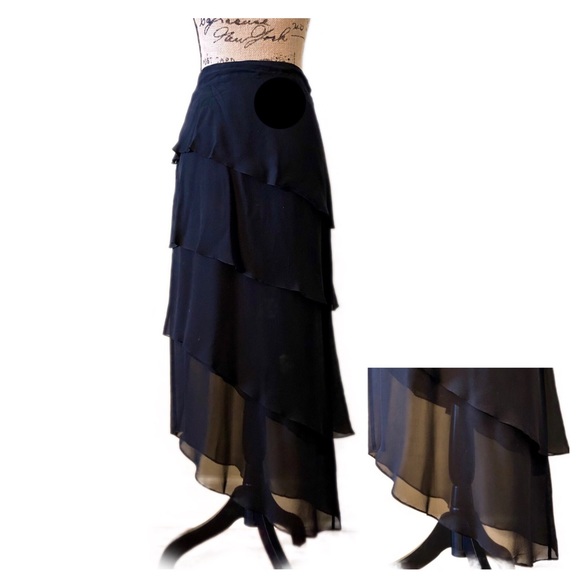 CHETTA B Black Silk Dressy Asymmetrical Skirt - Picture 6 of 8